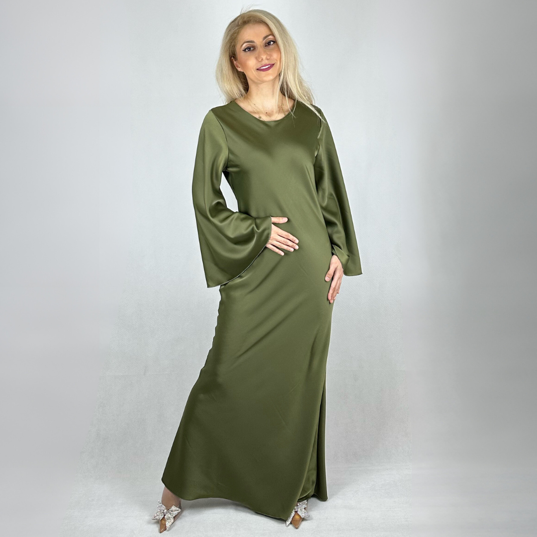 Satinkleid Olive