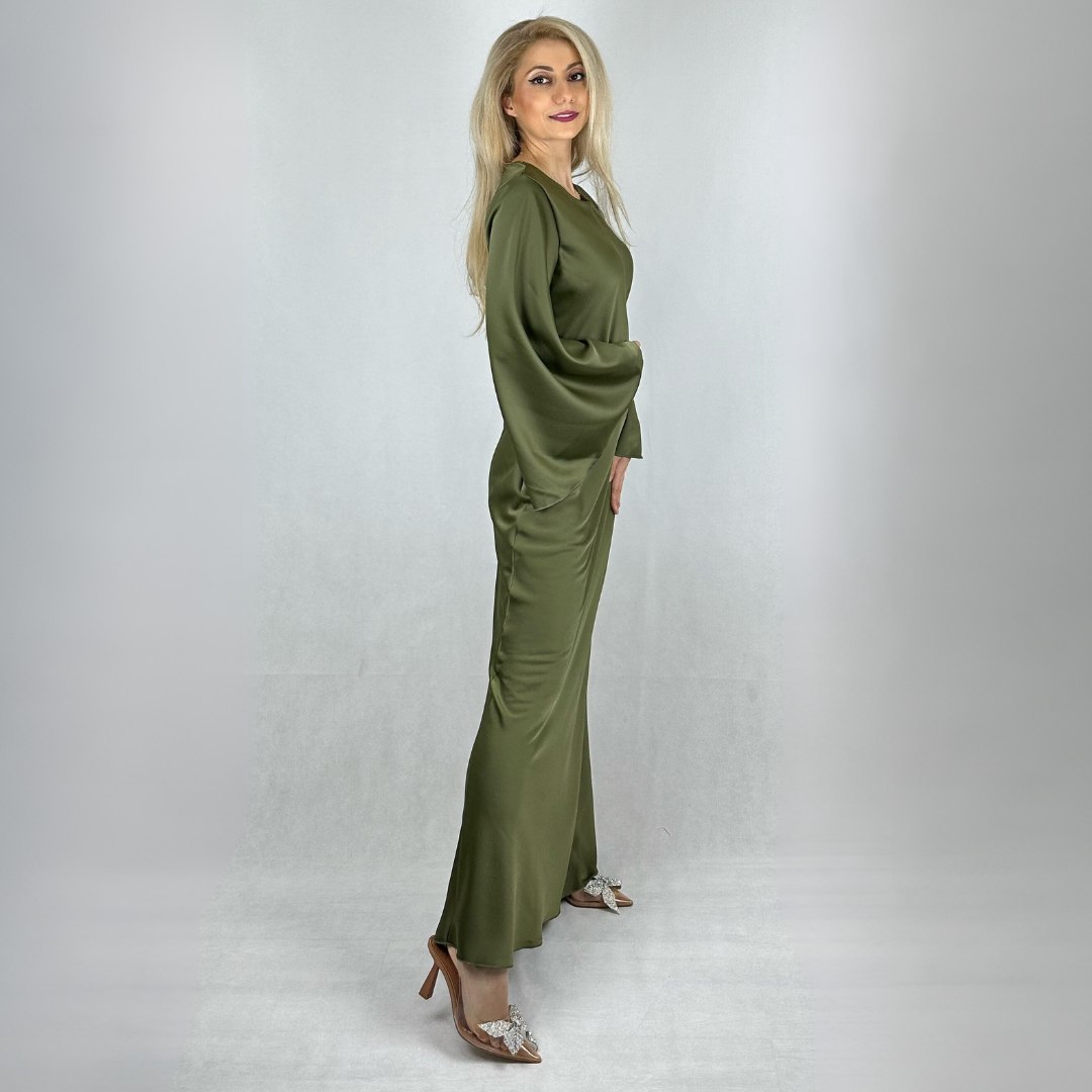 Satinkleid Olive