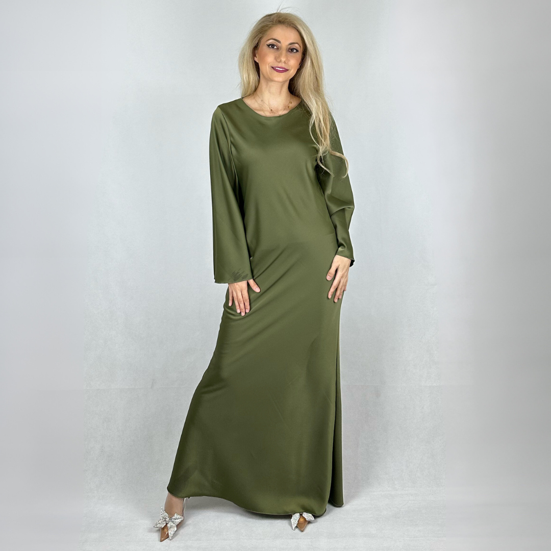 Satinkleid Olive