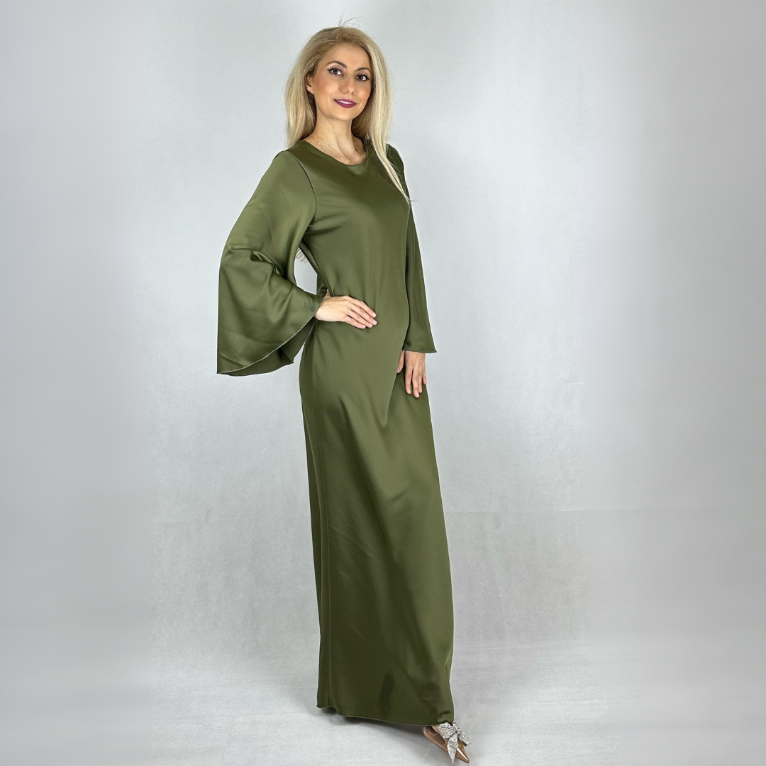 Satinkleid Olive