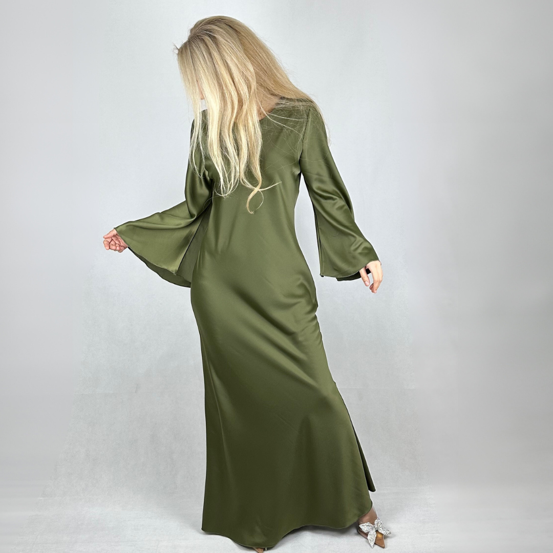 Satinkleid Olive