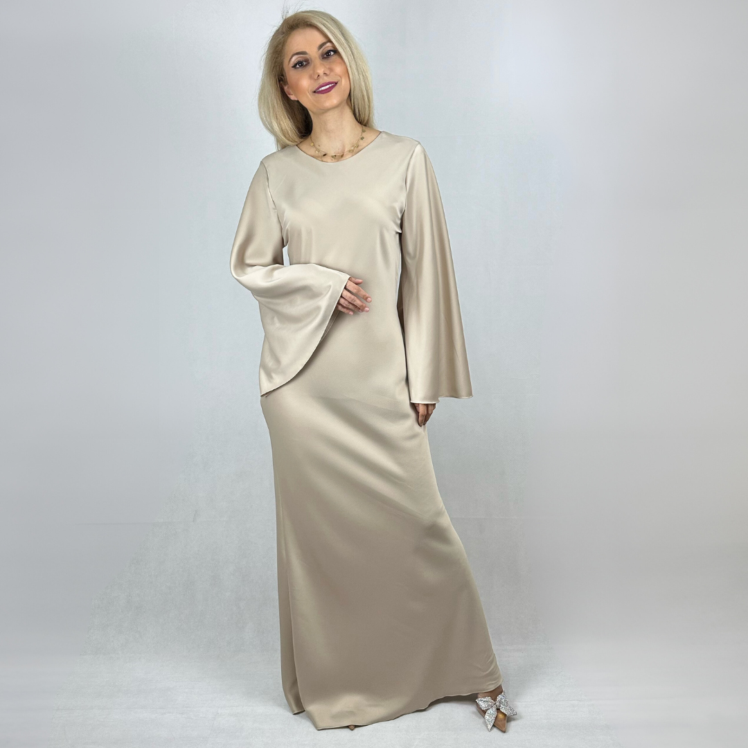 Satinkleid Beige