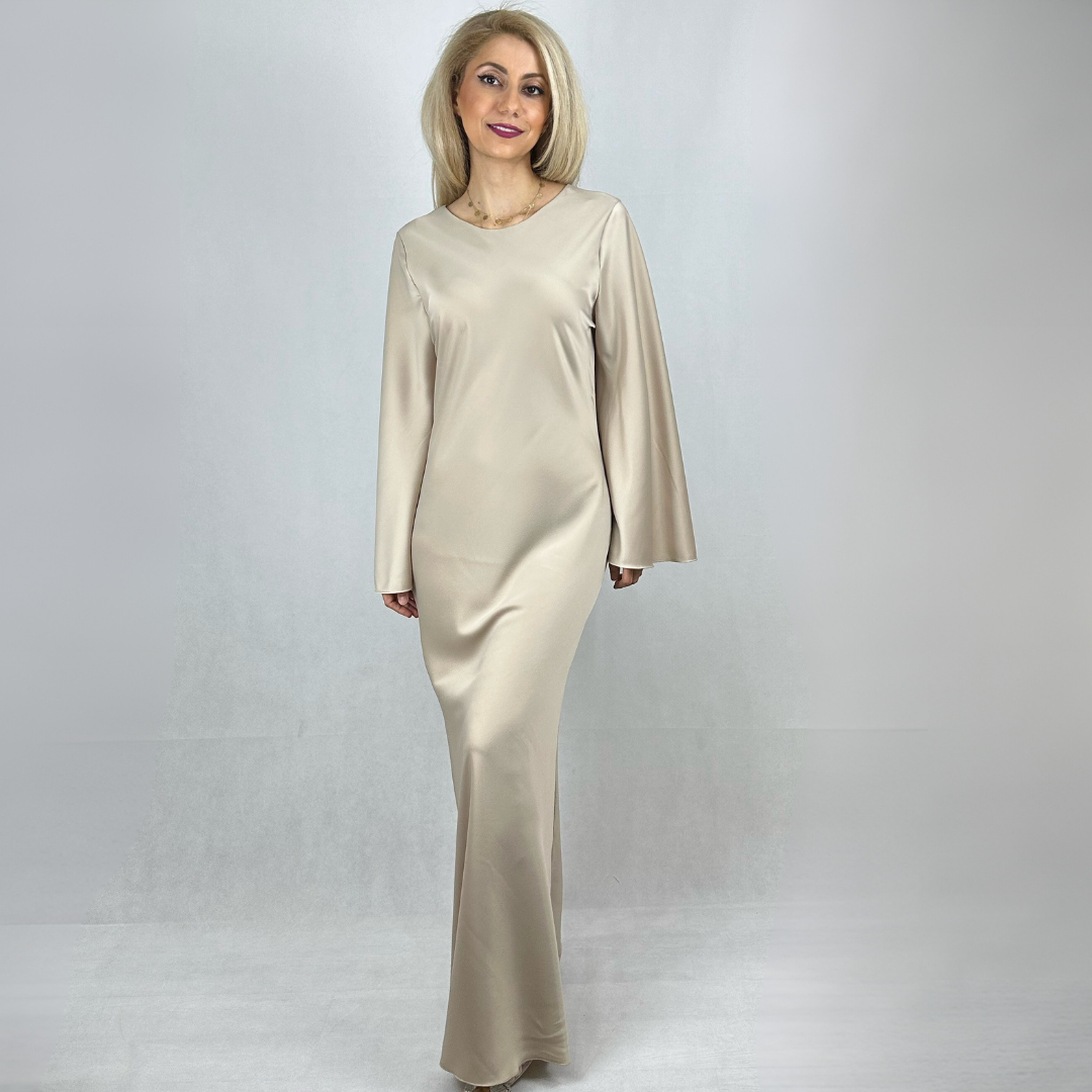 Satinkleid Beige