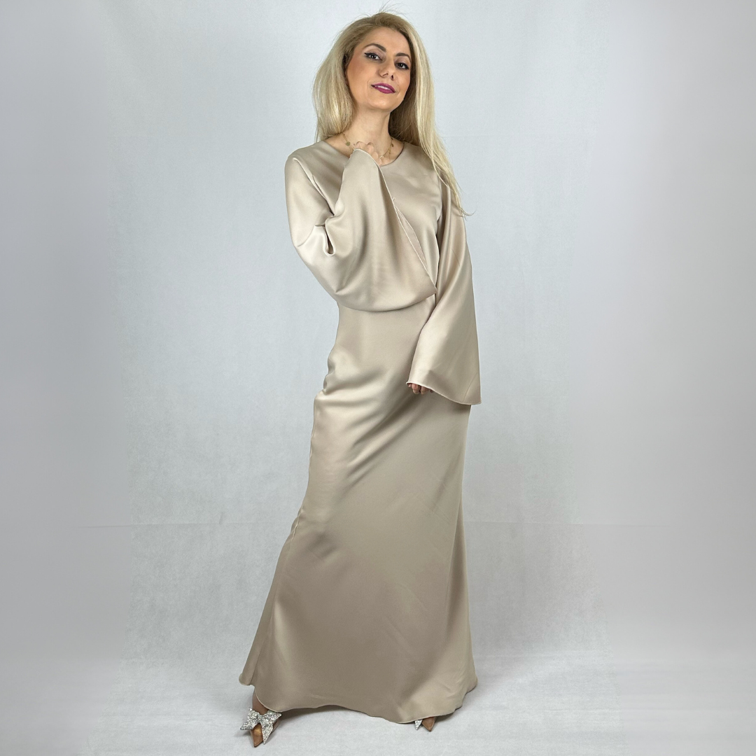 Satinkleid Beige