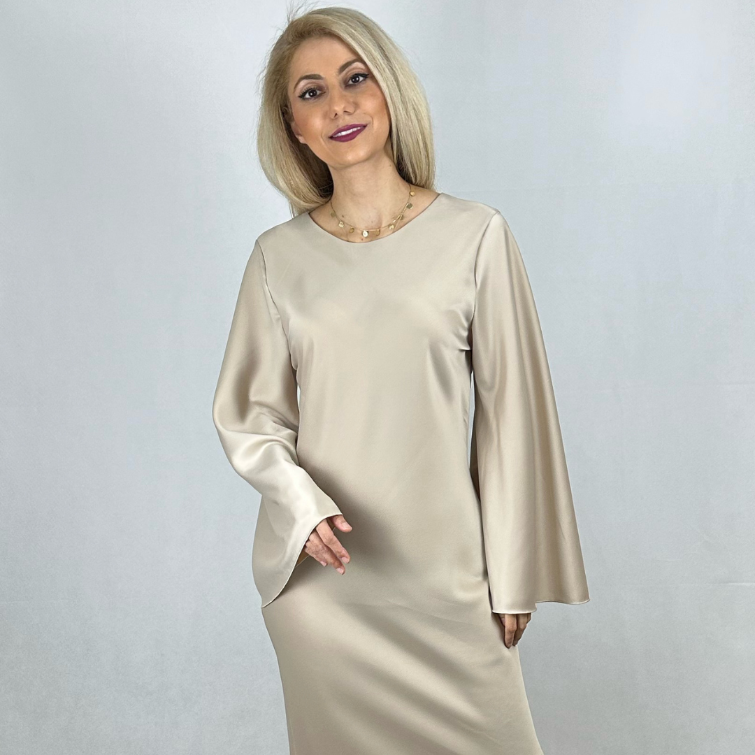 Satinkleid Beige