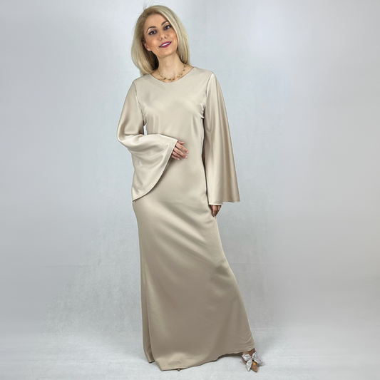 Satinkleid Beige